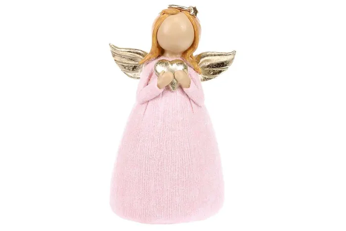 Anděl držící srdce – růžový, vintage dekorace