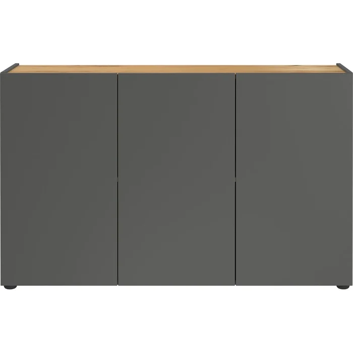 Antracitová skříňka Adrano s dubovým dekorem 120x76x34 cm