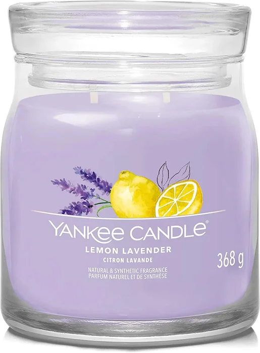 Aromatická svíčka Yankee Candle Signature ve skle - Střední velikost Lemon Lavender 368 g