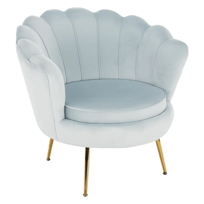 Art-deco křeslo z šedomodrého sametového materiálu