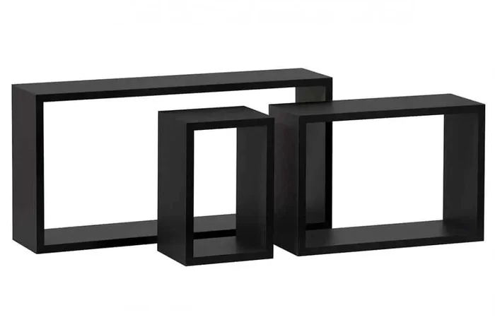 Autronic Nástěnné poličky P-009 BK, sada 3 ks