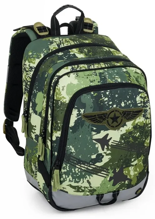 Bagmaster ALFA 25 B – Tříkomorový školní batoh s motivem stíhaček