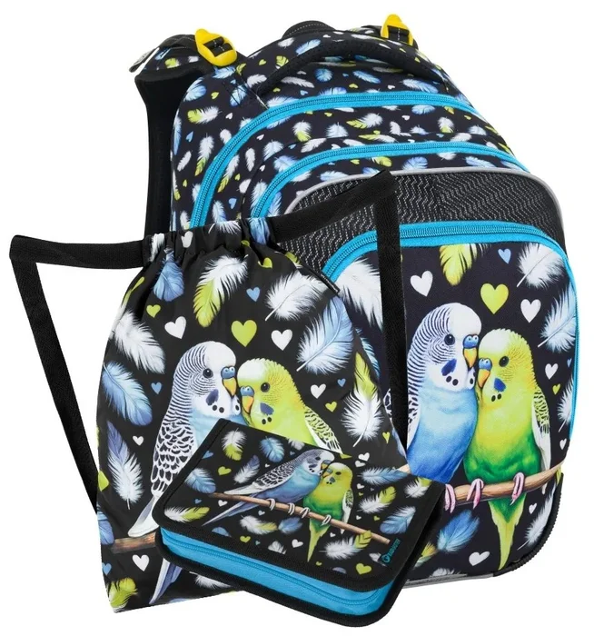 Bagmaster BETA 25 A školní batoh pro prvňáčky s papouškem