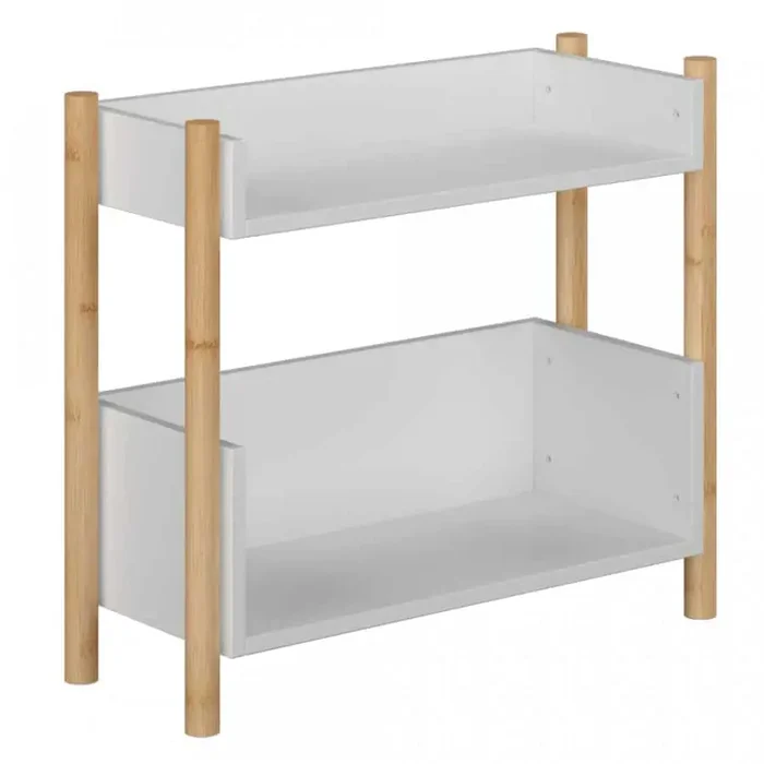 BALTIKA TYP 1: 2-poličkový regál – přírodní bambus/bílá