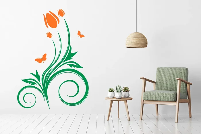 Barevná samolepka Tulipán na zeď