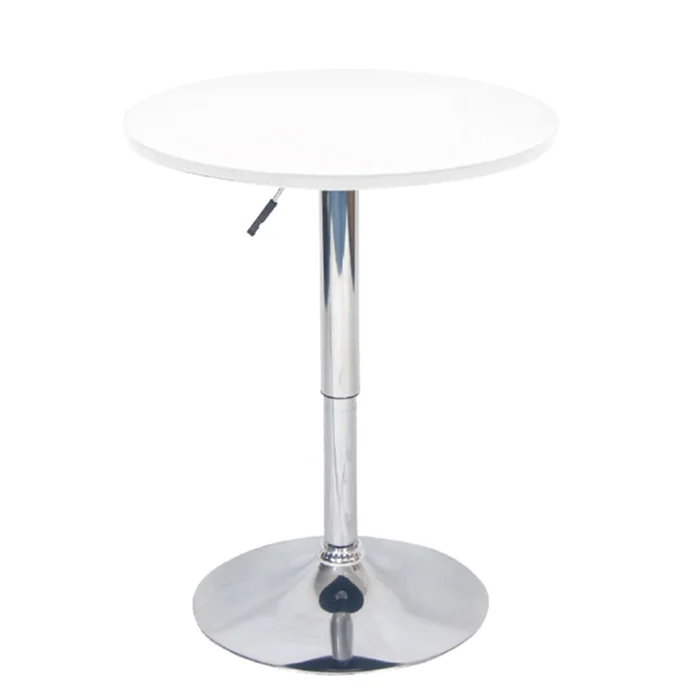 Barový stůl s nastavitelnou výškou – bílý, průměr 60 cm