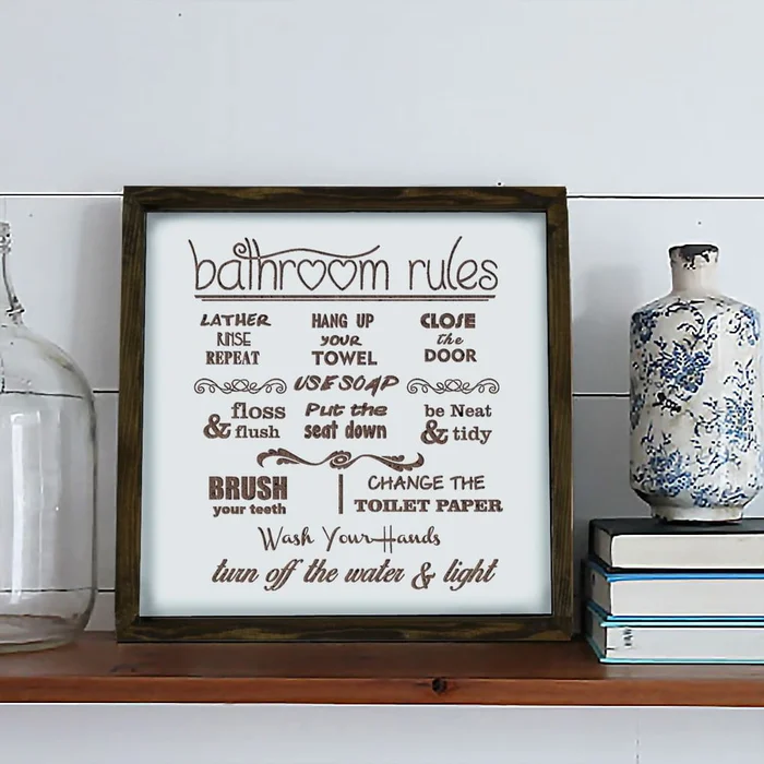 Bathroom Rules Cedule 34x34 cm