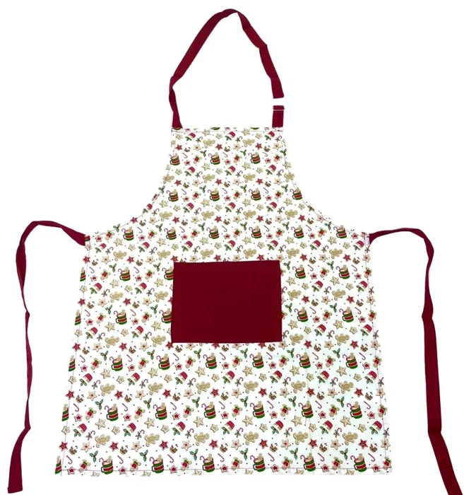 Bavlněná vánoční kuchyňská zástěra s peněčky