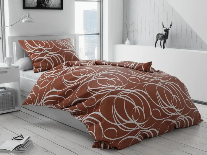 Bavlněné povlečení Aromis hnědé s hotelovou kapsou 70x90/140x220 cm