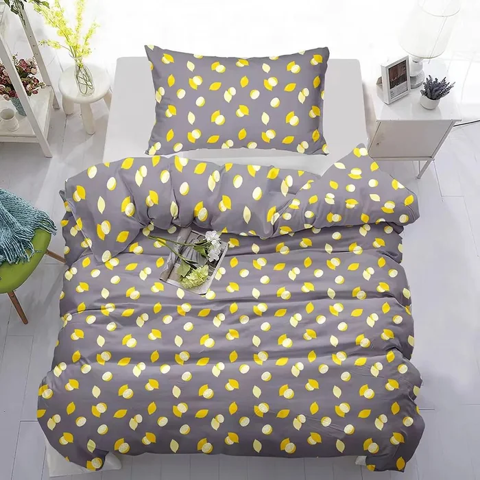 Bavlněné povlečení Lemon šedé a žluté