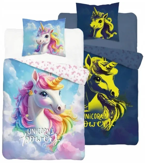 Bavlněné svítící povlečení FLUORA Unicorn’s Power