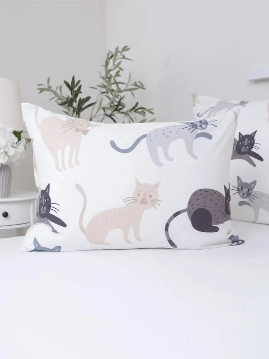Bavlněný povlak na polštář Kočičky 50x70 cm