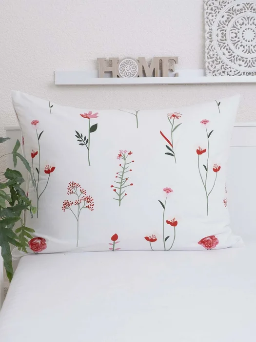 Bavlněný povlak na polštář Vlčí máky bílé 70×90 cm