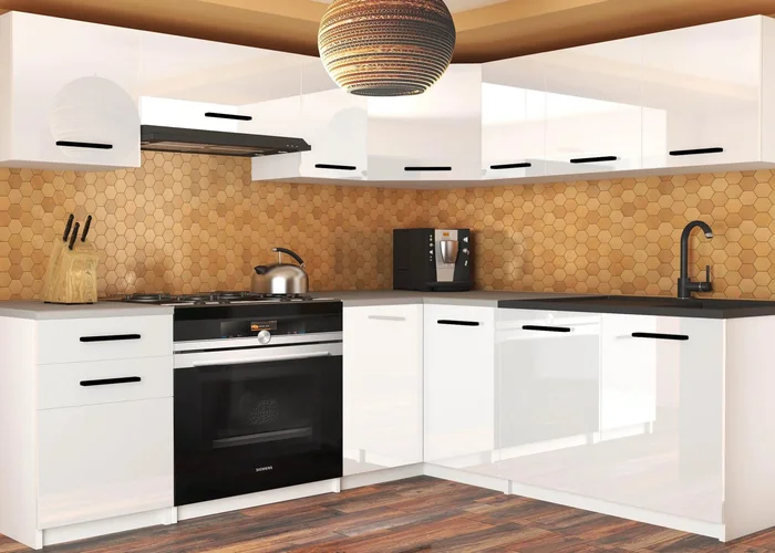 Belini Kuchyňská Linka 360 cm Bílý Lesk s Pracovní Deskou Lidiauniqa2