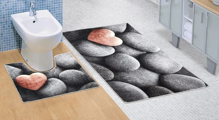 Bellatex Koupelnová sada s protiskluzem Tmavé kameny 3D