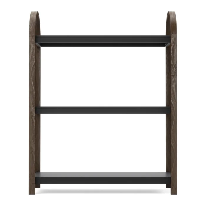 Bellwood Černý přírodní regál s dekorem ořechu 72x90 cm