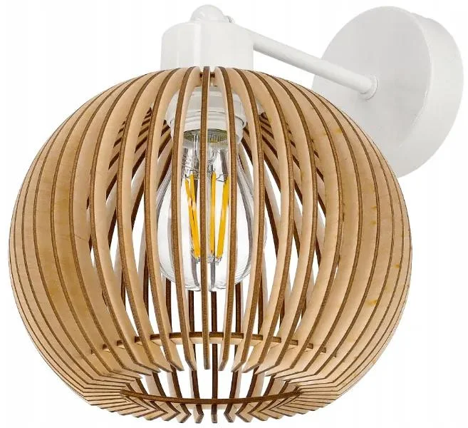BERGE LUCA05 LED nástěnné svítidlo s dřevěným stínidlem