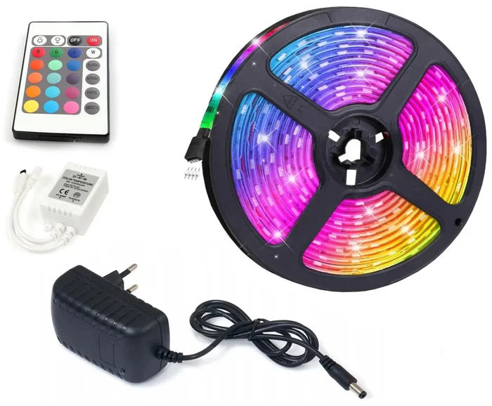 BERGE RGB LED Pásek 5m, SADA s ovladačem