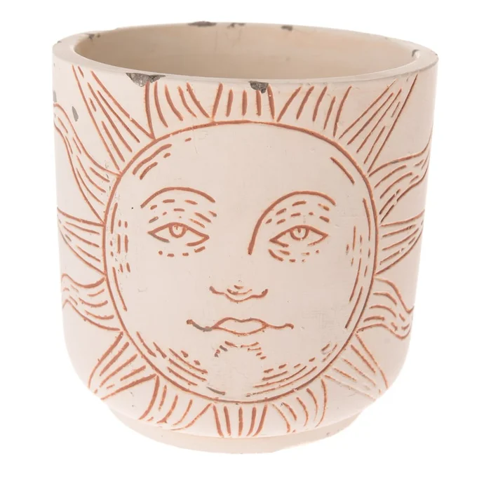 Betonový květináč Dakls Sun 14 cm béžový