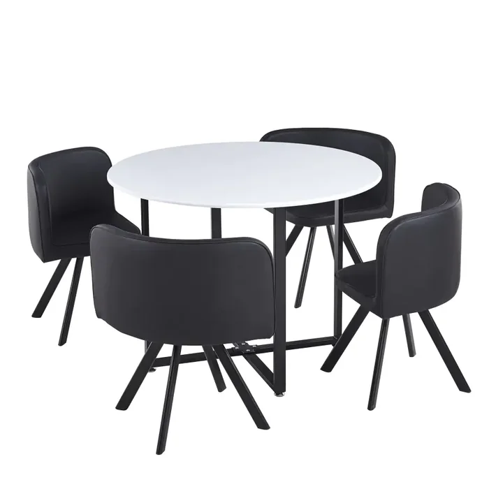 BEVAN NEW 1+4 jídelní set bílo-černý