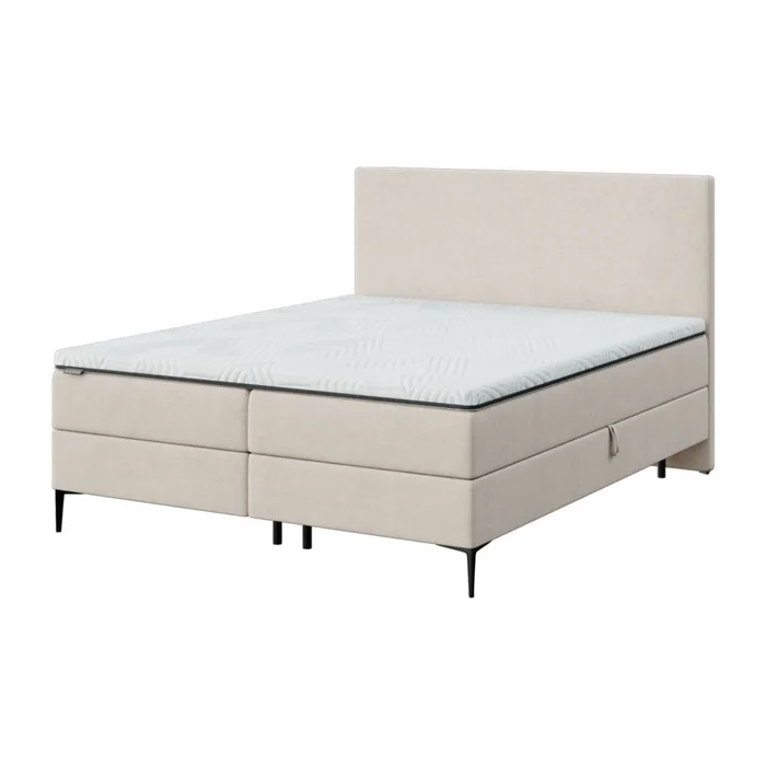 Béžová boxspring postel s úložným prostorem 180x200 cm Bufo – MESONICA