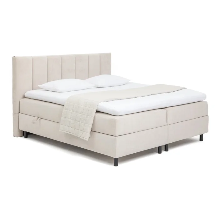 Béžová boxspring postel s úložným prostorem 180x200 cm Elva Bold Line
