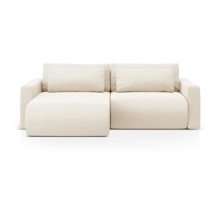 Béžová sametová rozkládací rohová pohovka Belfast