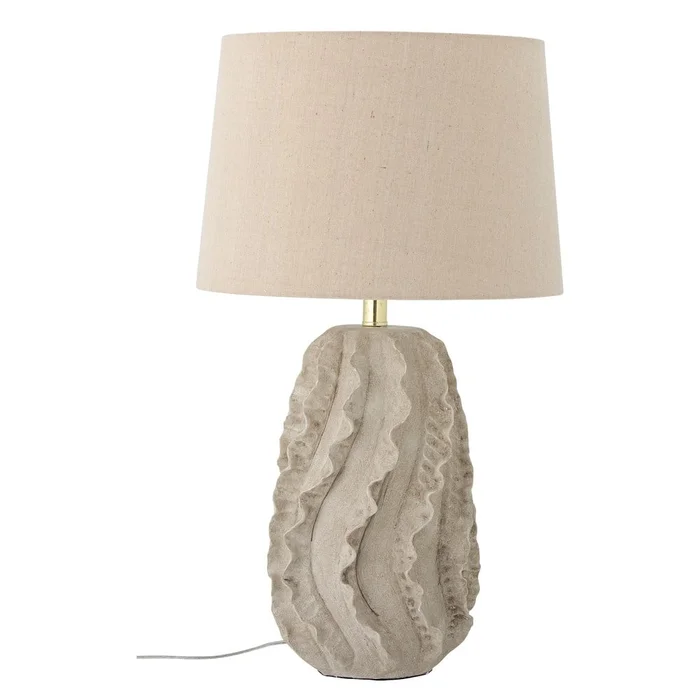 Béžová stolní lampa Natika s textilním stínidlem