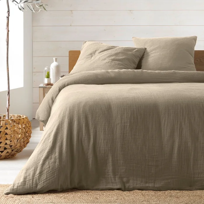Béžové prodloužené mušelínové povlečení 240x260 cm Angelia