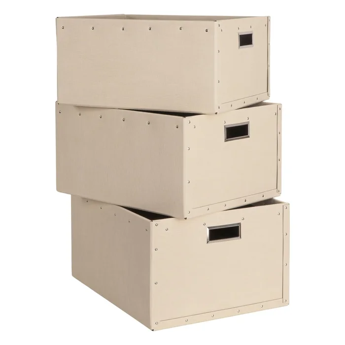 Béžové úložné boxy v sadě 3 ks Bigso Box of Sweden