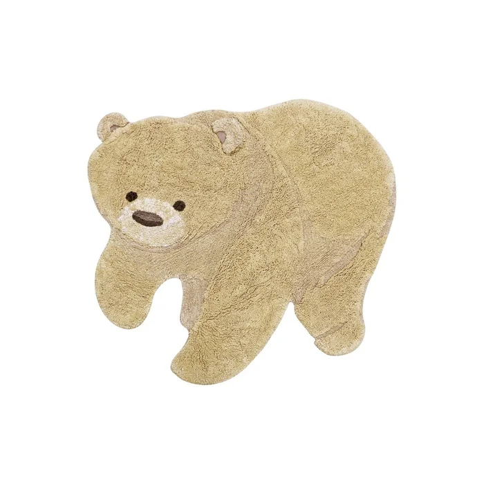 Béžový dětský ručně tkaný bavlněný koberec 120x122 cm Bear