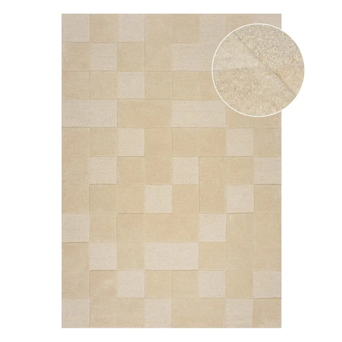 Béžový vlněný koberec 230x160 cm Checkerboard Flair Rugs