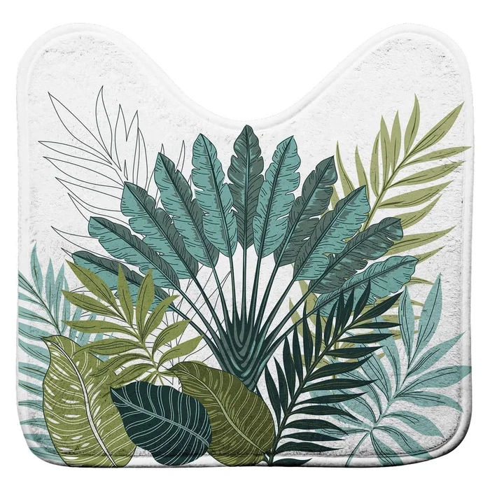 Bílá a zelená koupelnová předložka 45x45 cm Panazio