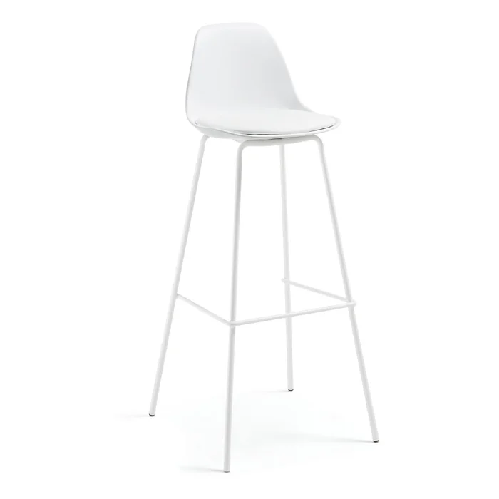 Bílá barová židle z imitace kůže s výškou sedáku 75 cm