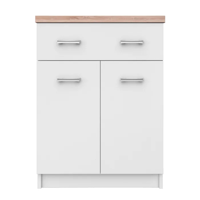Bílá komoda s dubovým dekorem 2D1S 60 cm