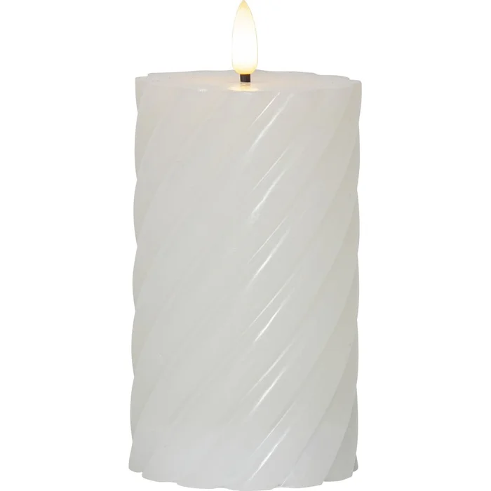 Bílá LED vosková svíčka Star Trading Flamme Swirl 15 cm