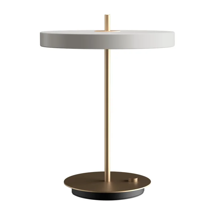 Bíla stmívatelná LED stolní lampa s kovovým stínidlem Asteria