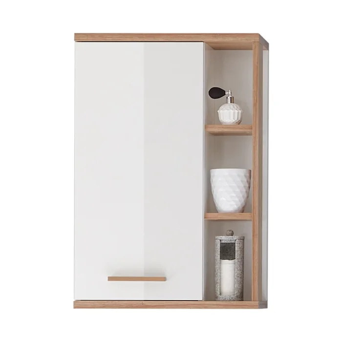 Bílá závěsná koupelnová skříňka 51x75 cm