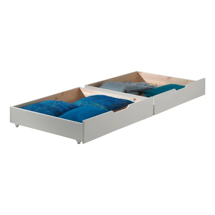 Bílé úložné boxy pod dětskou postel Vipack Pino – 2 kusy