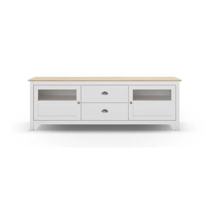 Bílý borovicový TV stolek 180x59 cm Misti
