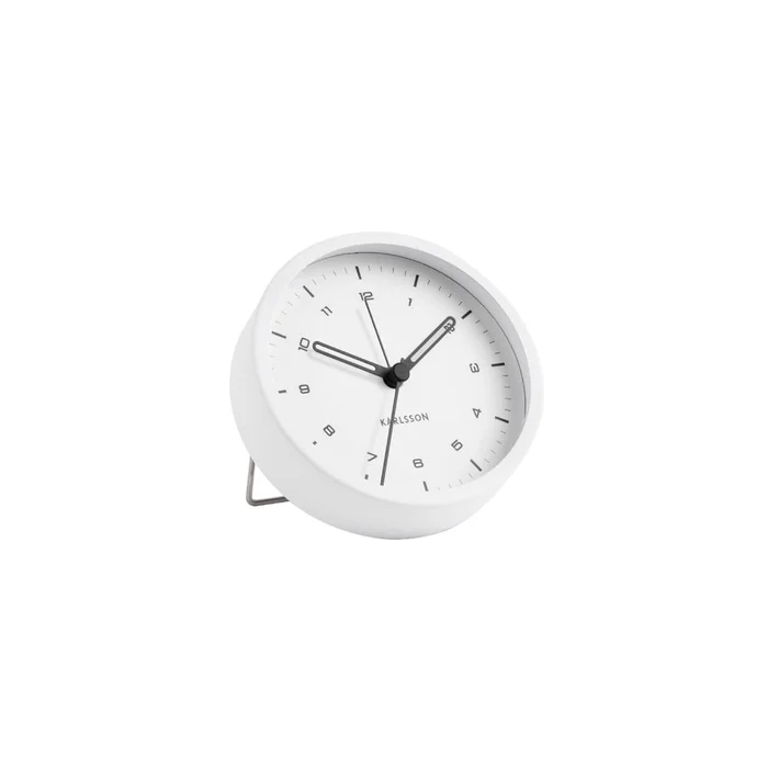 Bílý budík Karlsson Tinge 9 cm