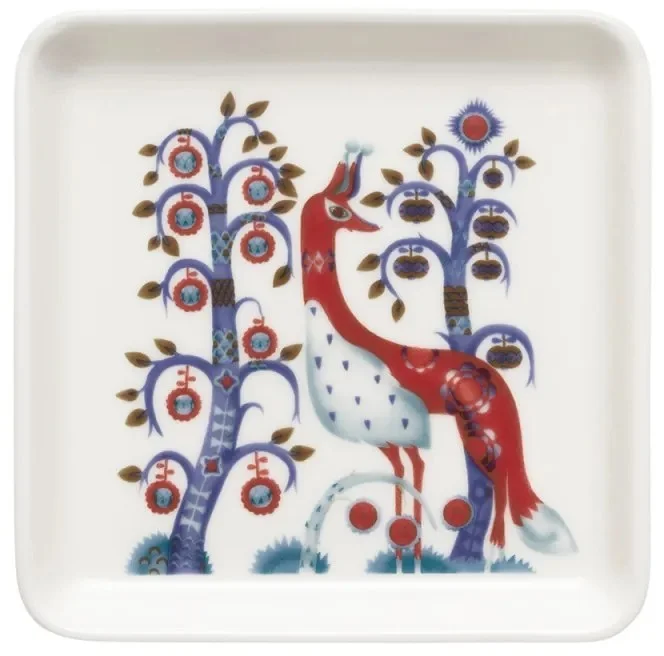 Bílý čtvercový porcelánový talíř Taika 12x12 cm