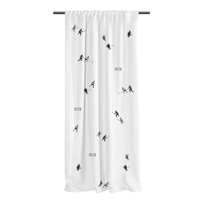 Bílý dětský bavlněný saténový závěs 110x250 cm Ice Hockey
