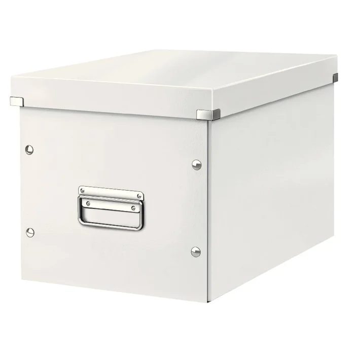 Bílý kartonový úložný box s víkem 32x36x31 cm Leitz