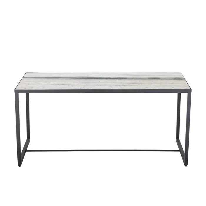 Bílý konferenční stolek Ines s mramorovým dekorem 100x46 cm