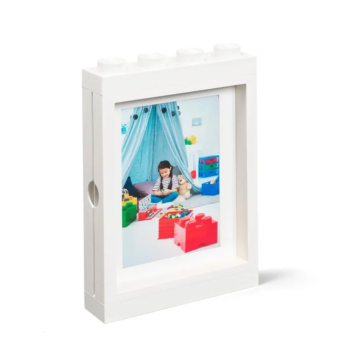 Bílý LEGO styl rámeček na fotky 19,3x26,8 cm