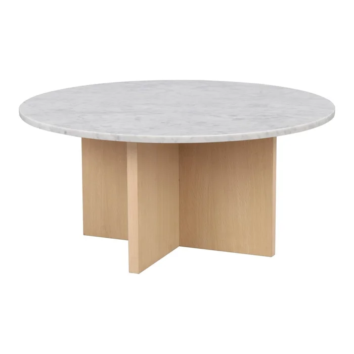 Bílý mramorový kulatý konferenční stolek 90x90 cm Brooksville