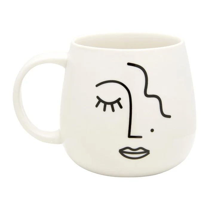 Bílý porcelánový hrnek Sass & Belle Abstract Face 400 ml