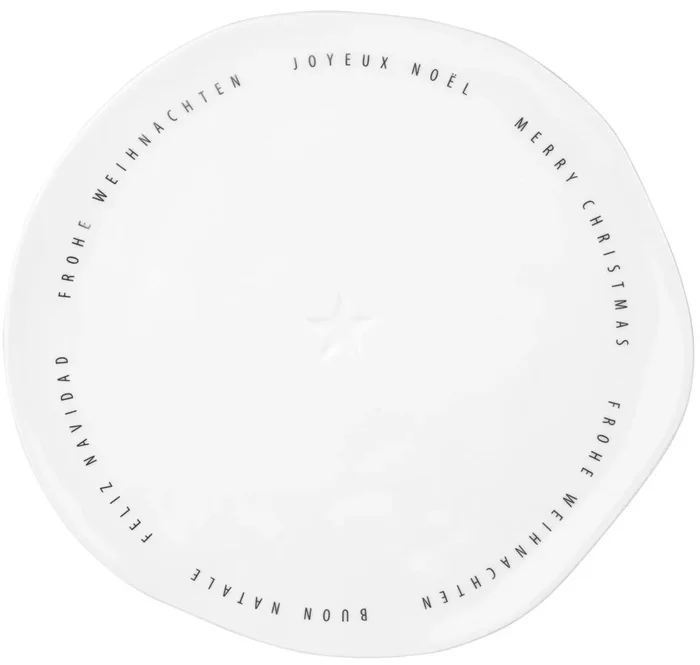 Bílý porcelánový talíř MERRY CHRISTMAS