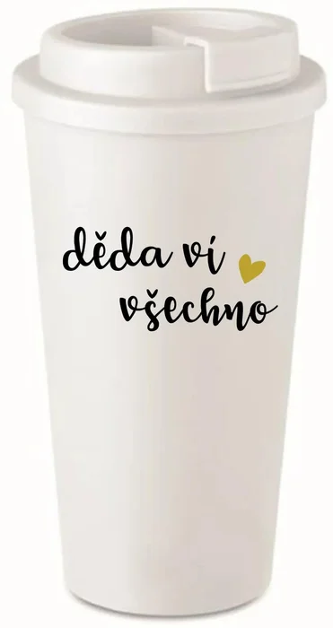 Bílý termohrnek 475 ml Děda ví všechno